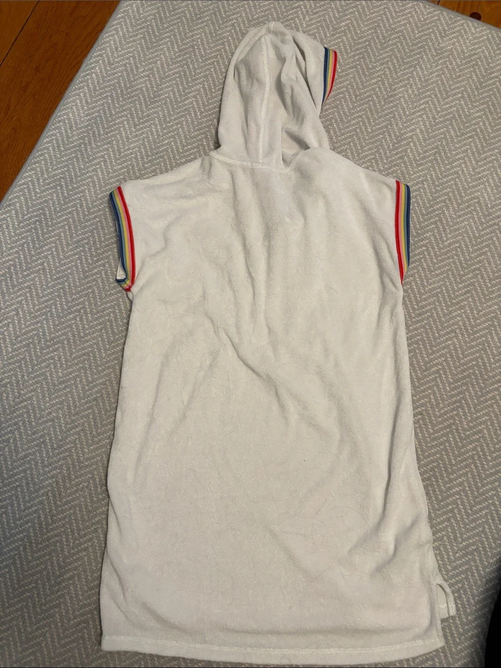 Hanna Andersson White Hooded Cover-Up with Rainbow Edge
